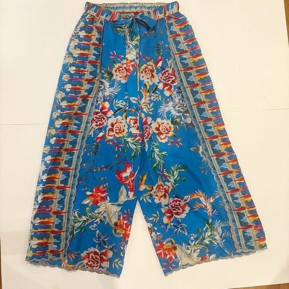 Johnny Was Silk Pants Blue Floral Size Small - Picture 5 of 8